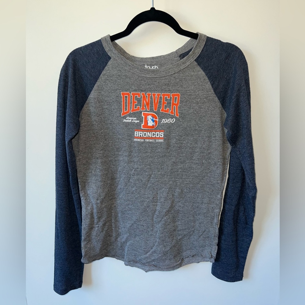 Touch by Alyssa Milano Denver Broncos Long Sleeve Tee - Gray and Navy
